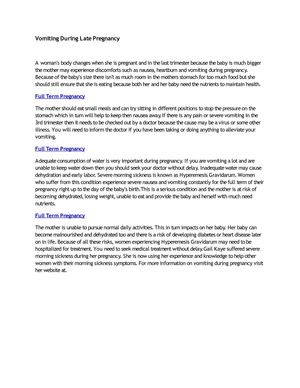 Vomiting During Late Pregnancy