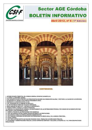 Sector AGE Córdoba                                                              BOLETÍN SECTOR A.G.E. CÓRDOBA ,  Abril 2012 nº 5, (1ª Edición)