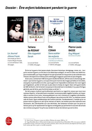 Dossier pédagogique Être enfant/adolescent pendant la guerre