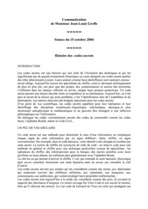 HISTOIRE DES CODES SECRETS