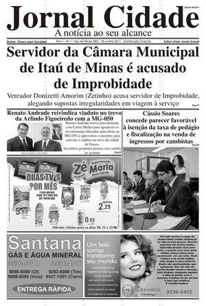 Edição nº 01 de 18/06/2011 - Jornal Cidade Itaú de Minas