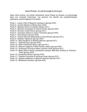Personnages historiques à l'époque d'Anne Frank