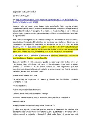 Depresión en la universidad