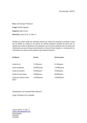 memorando informativo