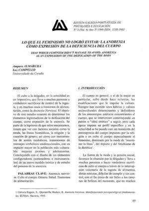Lo que el feminismo no logró evitar la anorexia como expresión de la deficiencia del cuerpo