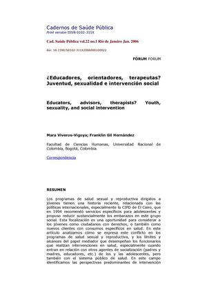 ¿Educadores, orientadores, terapeutas? Juventud, sexualidad e intervención social