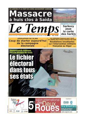 Le Temps d'Algérie Edition du Dimanche 15 Avril 201