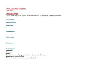 A SIMPLE GRAMMAR HANDBOOK CHAP. 2 LINKING WORDS