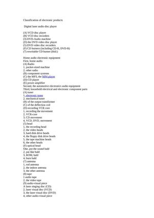 Classification of electronic products
