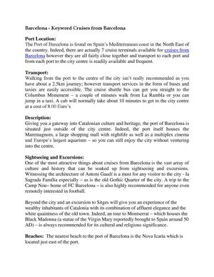 Port of Barcelona Guide