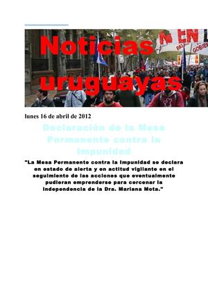 Noticias Uruguayas lunes 16 de abril de 2012
