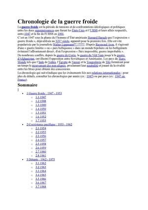 CHRONOLOGIE DE LA GUERRE FROIDE