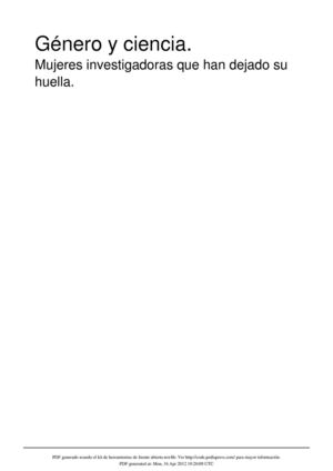 Género  y ciencia. Mujeres investigadoras que han dejado su huella.