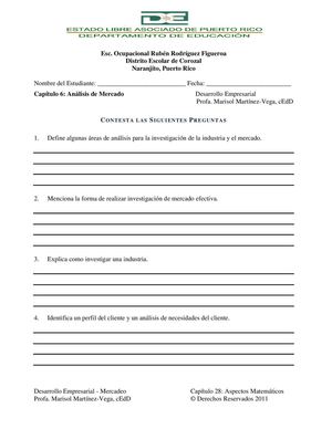 TAREA PREGUNTAS CAPITULO 6 - ANALISIS DE MERCADO - DESARROLLO EMPRESARIAL