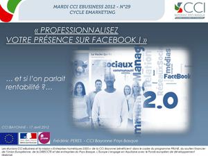 Conférence "UNE PRESENCE RENTABLE SUR FACEBOOK" -  Frédéric PERES - CCi BAYONNE PAYS BASQUE - 17 avril 2012
