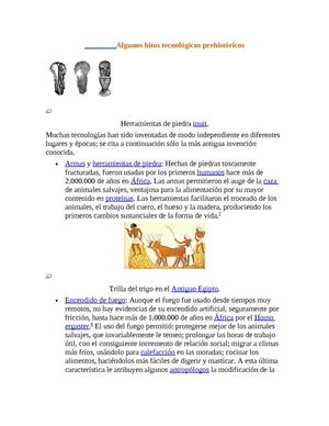 algunos hitos técnologicos prehistóricos e históricos