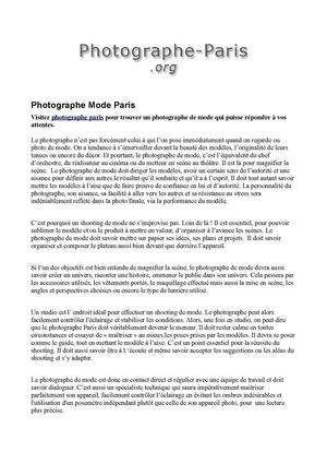 Photographe Mode Paris
