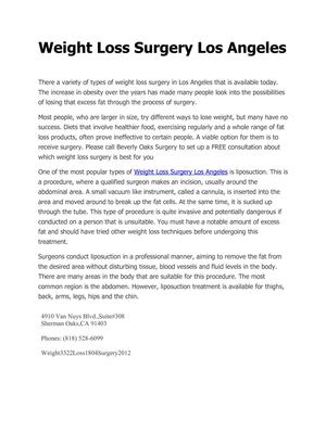 WEIGHT LOSS SURGERY IN LOS ANGELES