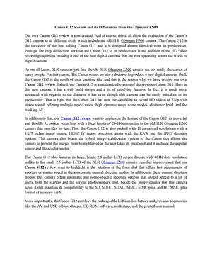 Canon G12 Review and its Differences from the Olympus E500