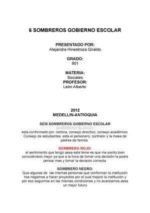 6 SOMBREROS GOBIERNO ESCOLAR
