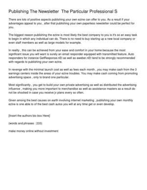 Publishing The Newsletter � The Particular Professional S