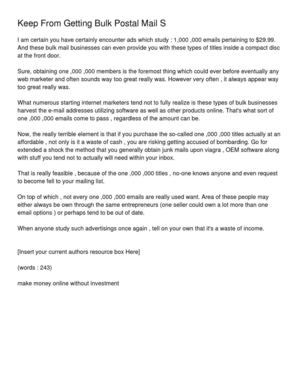 Keep From Getting Bulk Postal Mail S