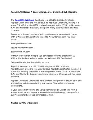 RapidSSL Wildcard: A Secure Solution for Unlimited Sub-Domains