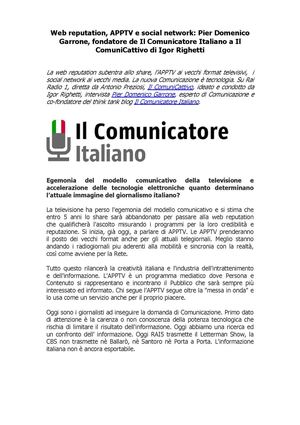 Il Comunicatore Italiano: Pier Domenico Garrone a Il ComuniCattivo su Rai Radio 1