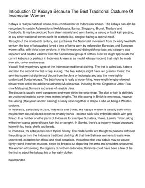 Introduction Of Kebaya Because The Best Traditional Costume Of Indonesian Women_