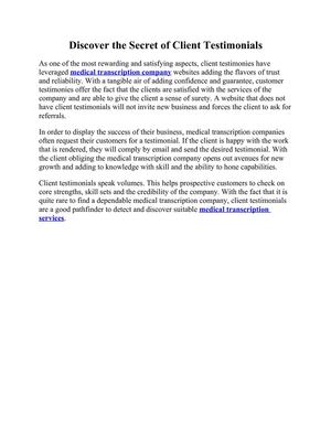 Discover the Secret of Client Testimonials