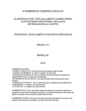 6 sombreros  gobierno escolar