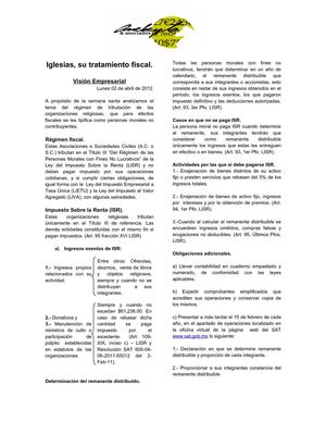 IGLESIAS Y SU TRATAMIENTO FISCAL