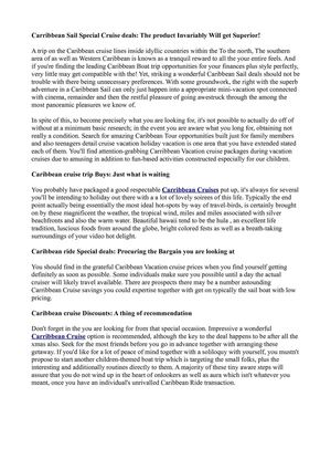 Carribbean Sail Special Cruise deals: The product Invariably Will get Superior!