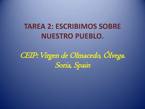 TAREA2: ESCRIBIMOS SOBRE NUESTRO PUEBLO