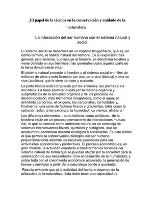 El papel de la tecnica en la conservacion y cuidado de la naturaleza
