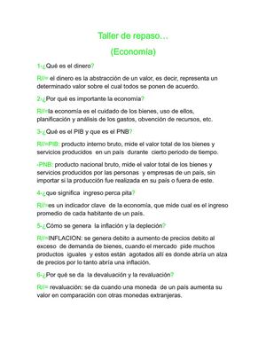 TALLER DE REPASO "ECONOMIA"