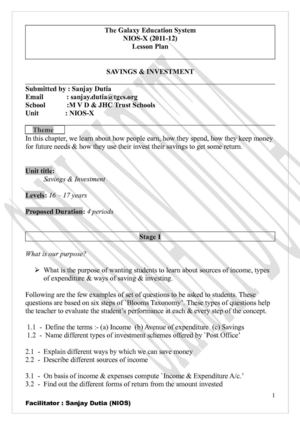 Savings & Investments Lesson Plan