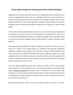 Human capital management Unleashing the Power of Global Workforce