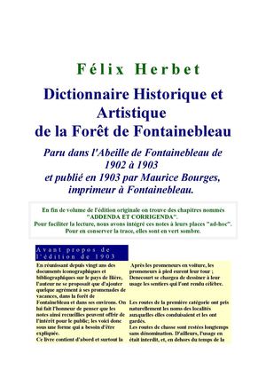 Dictionnaire historique et artistique de la forêt de Fontainebleau