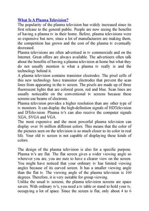 What Is A Plasma Television?