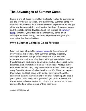 The Advantages of Summer Camp 
