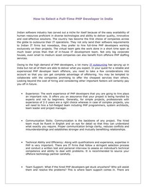 How to Select a Full-Time PHP Developer in India