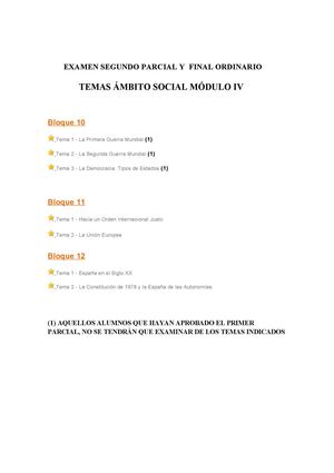 TEMAS PARA EXAMEN DE 4º ÁMBITO SOCIAL