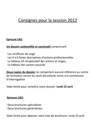 Dossier U61 (session 2012)