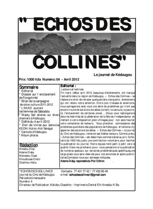 ECHOS DES COLLINES KEDOUGOU AVRIL 2012