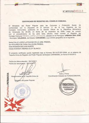 REGISTRO DEL CONSEJO COMUNAL