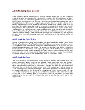 Article Marketing Robot Discount