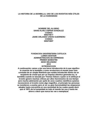 HISTORIA DE LA BOMBILLA