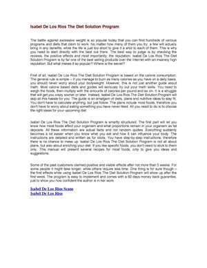 Isabel De Los Rios The Diet Solution Program