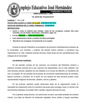 CLASE ESPECIAL: ARTE PALEOLÍTICO. COMP. JOSÉ HERNANDEZ